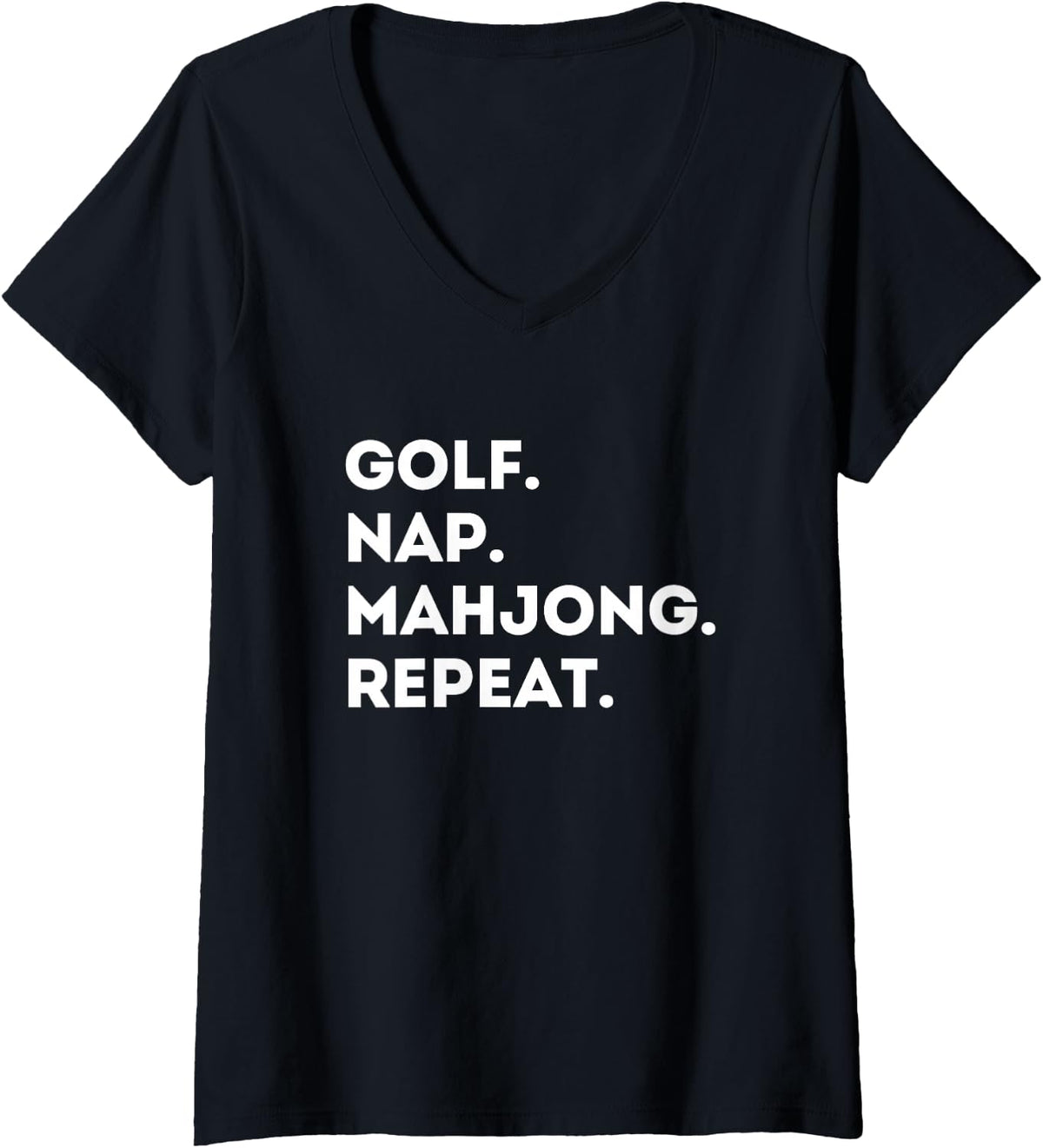 Women's Golf Nap Mahjong Repeat V-Neck T-Shirt - Black