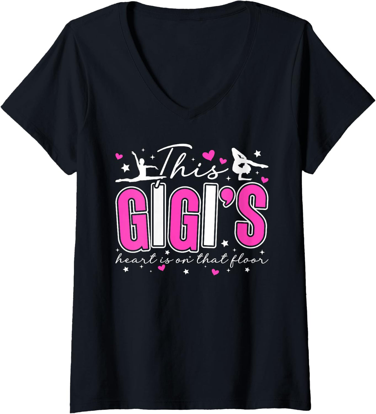 Women's Proud Gymnastics Gigi of A Gymnast Gigi Grandma V-Neck T-Shirt - Black