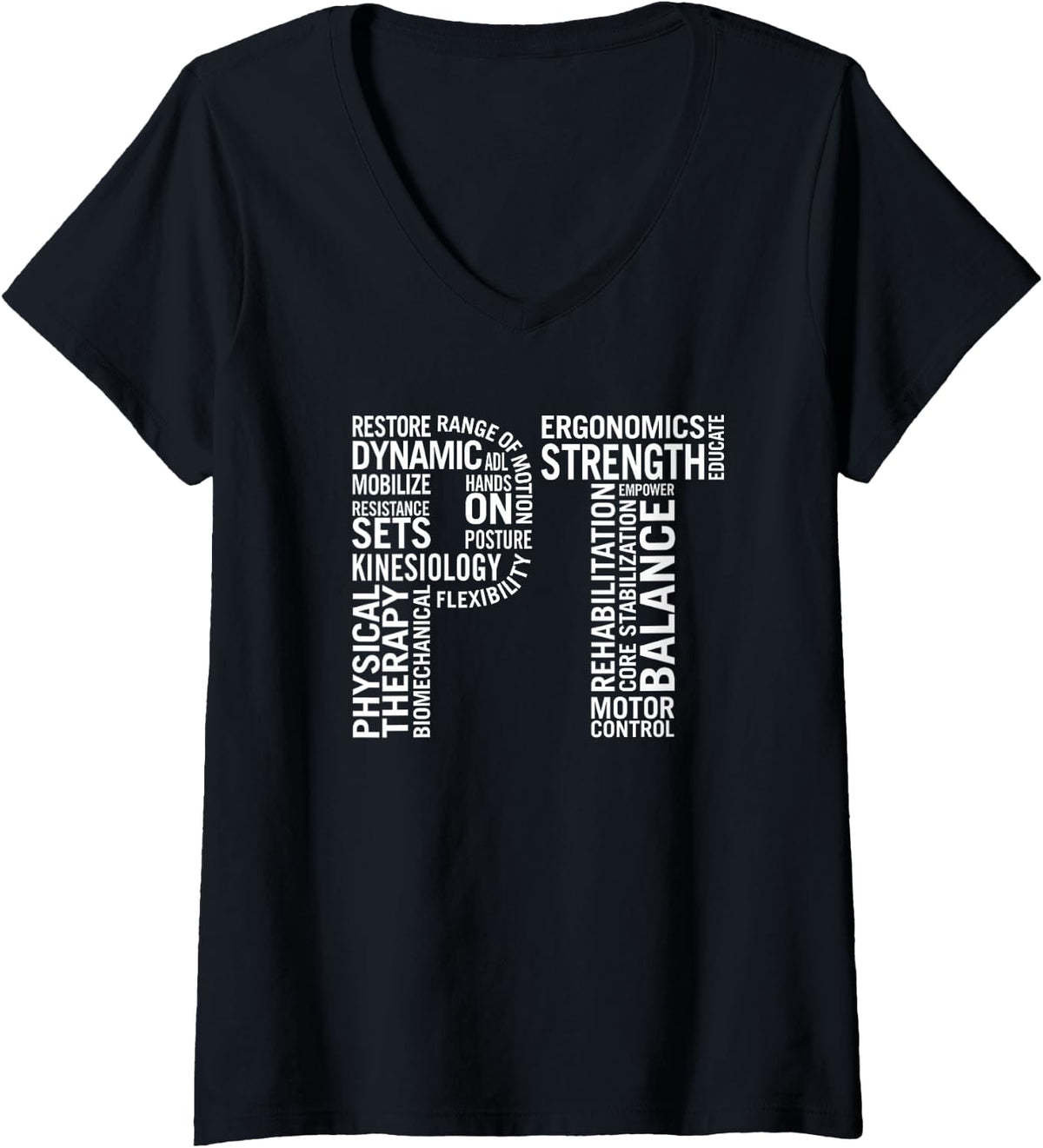 Women's Physical Therapy PT Month Physiotherapist Appreciation V-Neck T-Shirt - Black