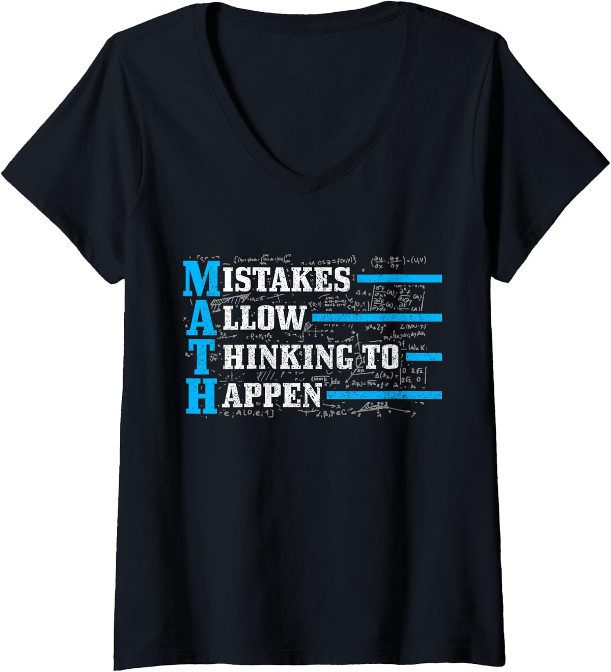 Women's Math Mistakes Allow Thinking to Happen Mathematics Nerd Gift V-Neck T-Shirt - Black