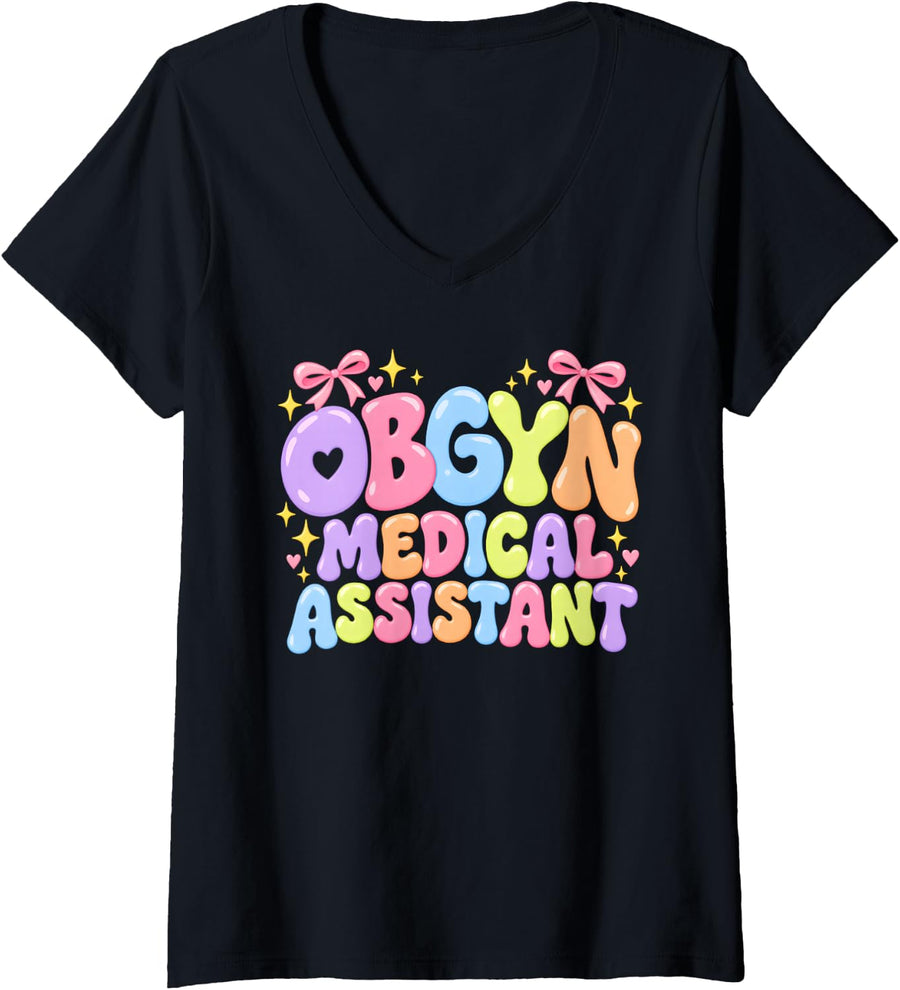 Women's Oggyn Medical Assisant V-Neck T-Shirt - Black