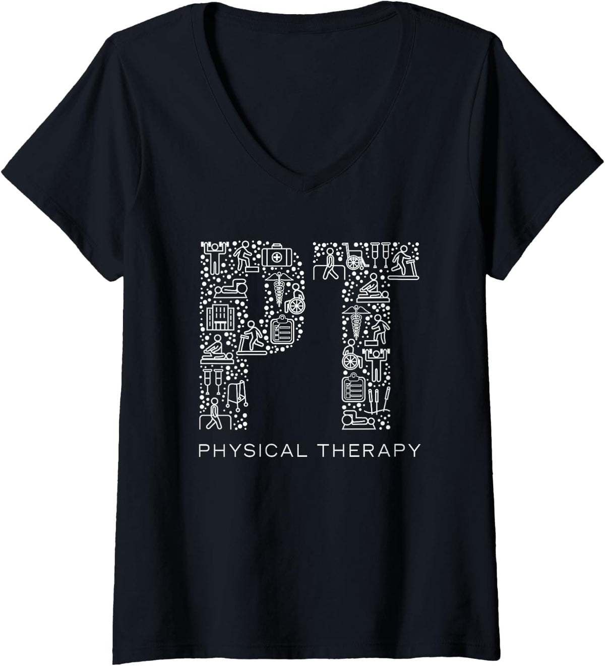 Women's Physical Therapy Physiotherapist PT Month Appreciation V-Neck T-Shirt - Black
