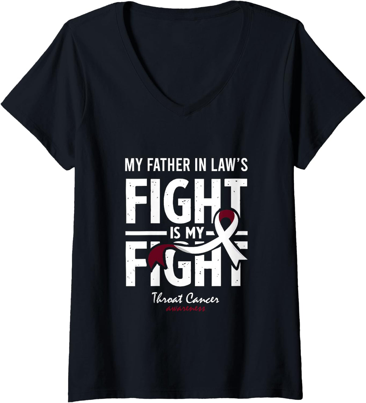 Women's Throat Cancer Father in Law Survivor Support Son, Daughter V-Neck T-Shirt - Black