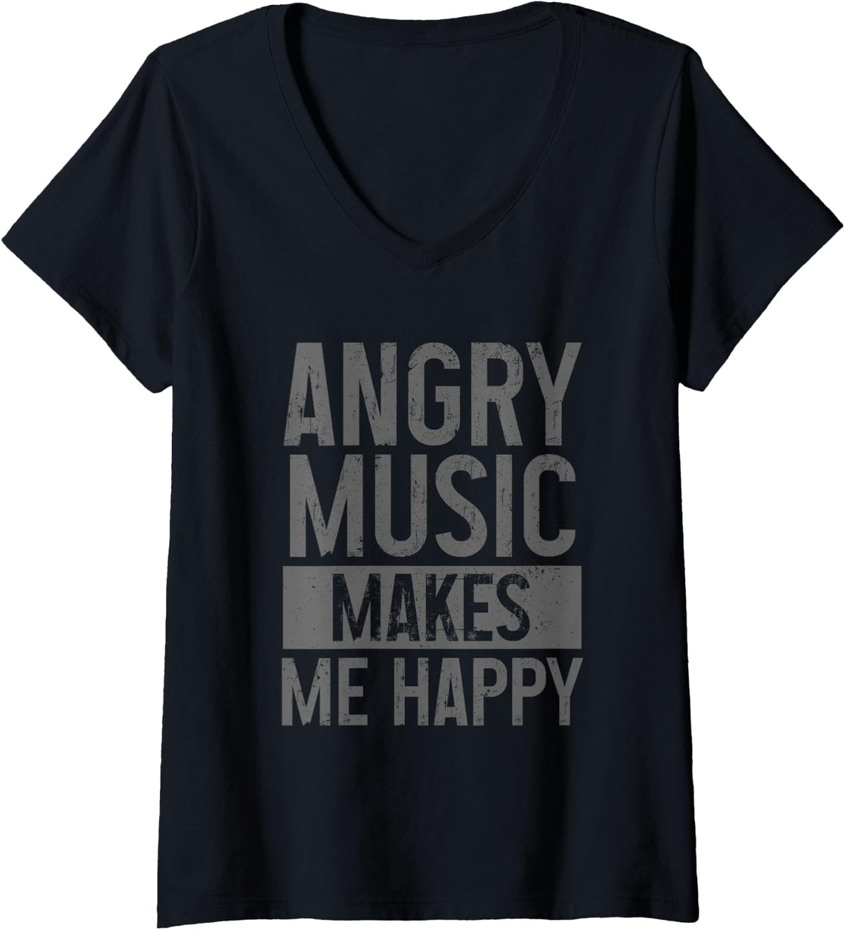 Womens Angry Music Heavy Metal Death Metal Metalhead Metal Fan V-Neck T-Shirt - Black