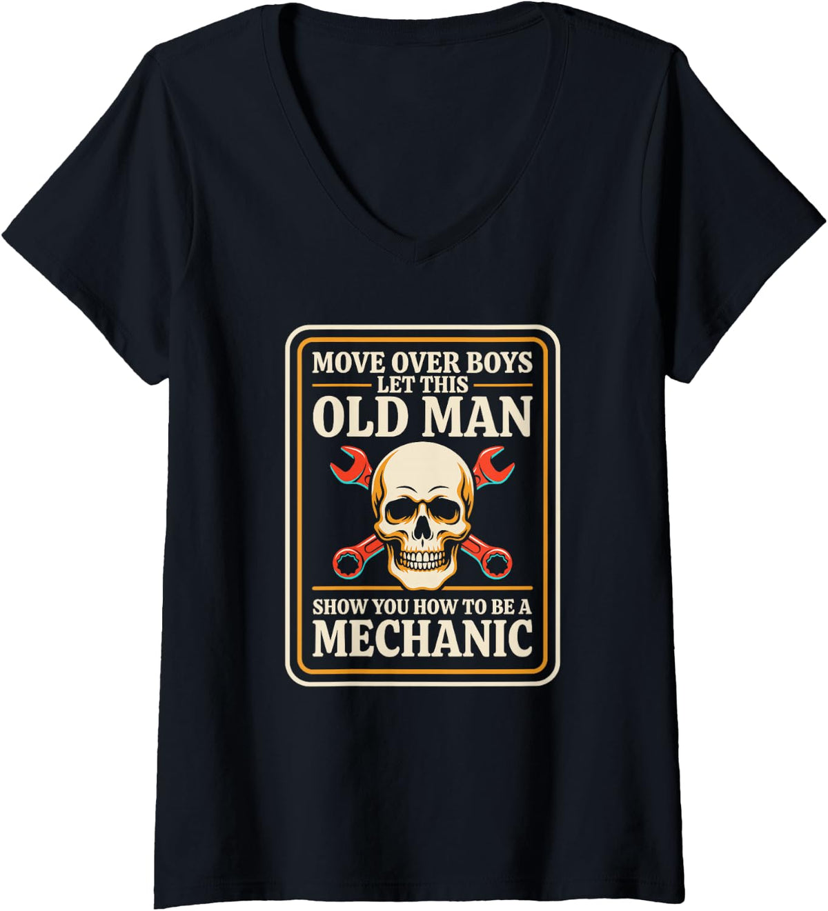 Women's Old Man Auto Mechanic Who Learned Every Car The Hard Way V-Neck T-Shirt - Black
