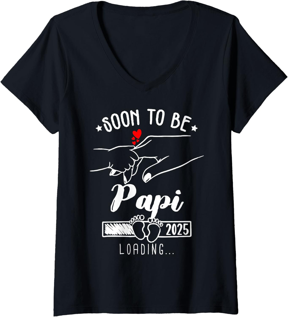 Women's Soon to Be Papi Est 2025 Loading Promoted V-Neck T-Shirt - Black