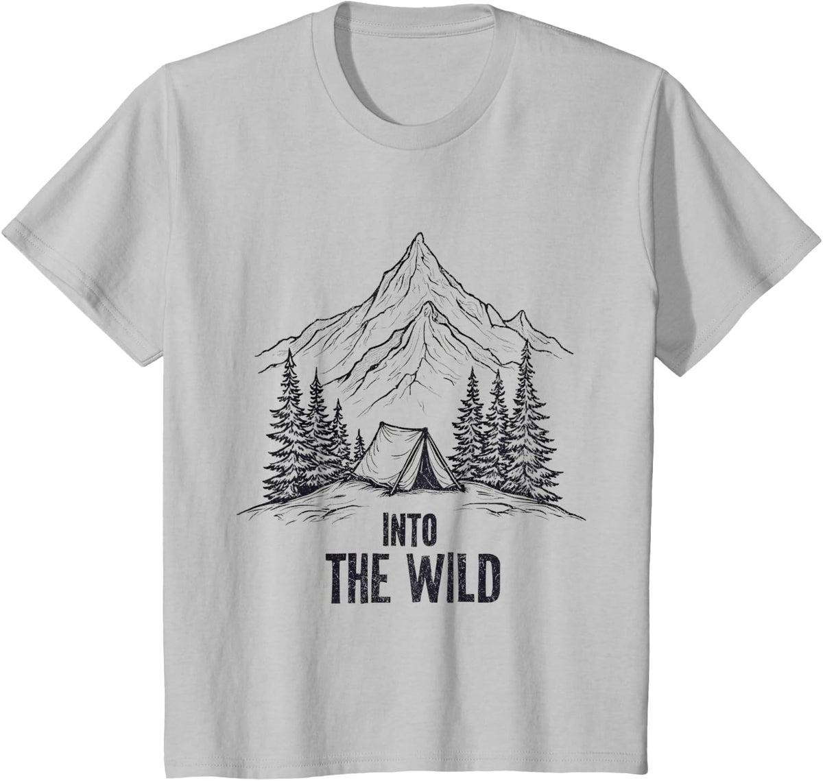 Wild Camping Adventure Nature Mountains Hiking T-Shirt - Silver Grey