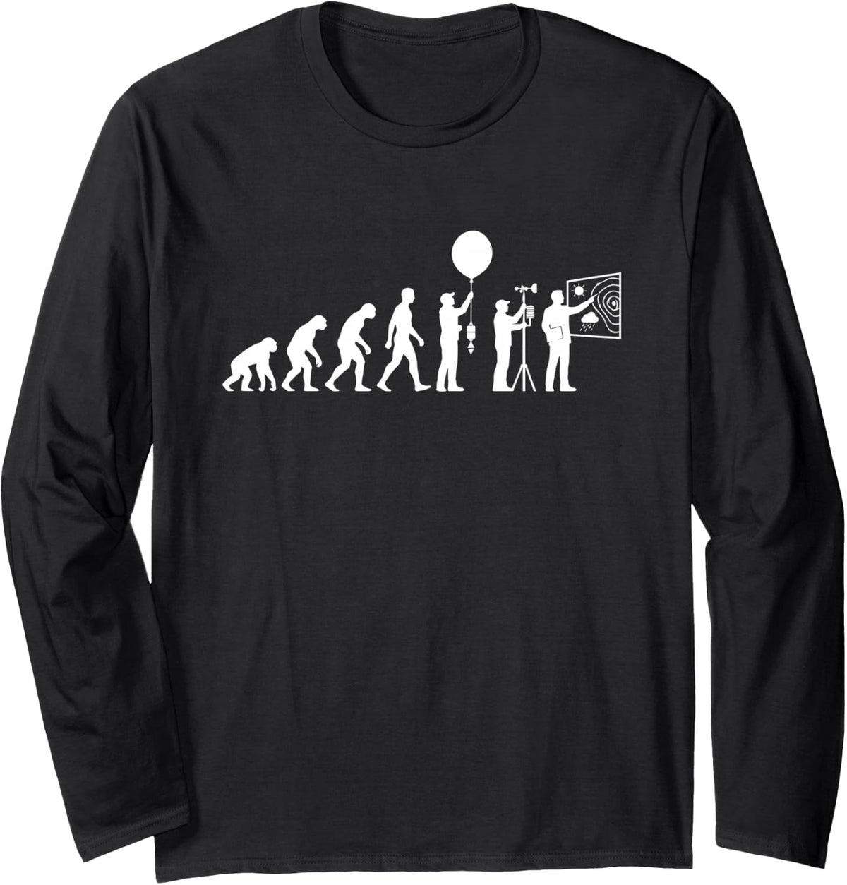 Evolution Meteorologist School Teacher Weather Meteorology Long Sleeve T-Shirt - Adult Unisex Black