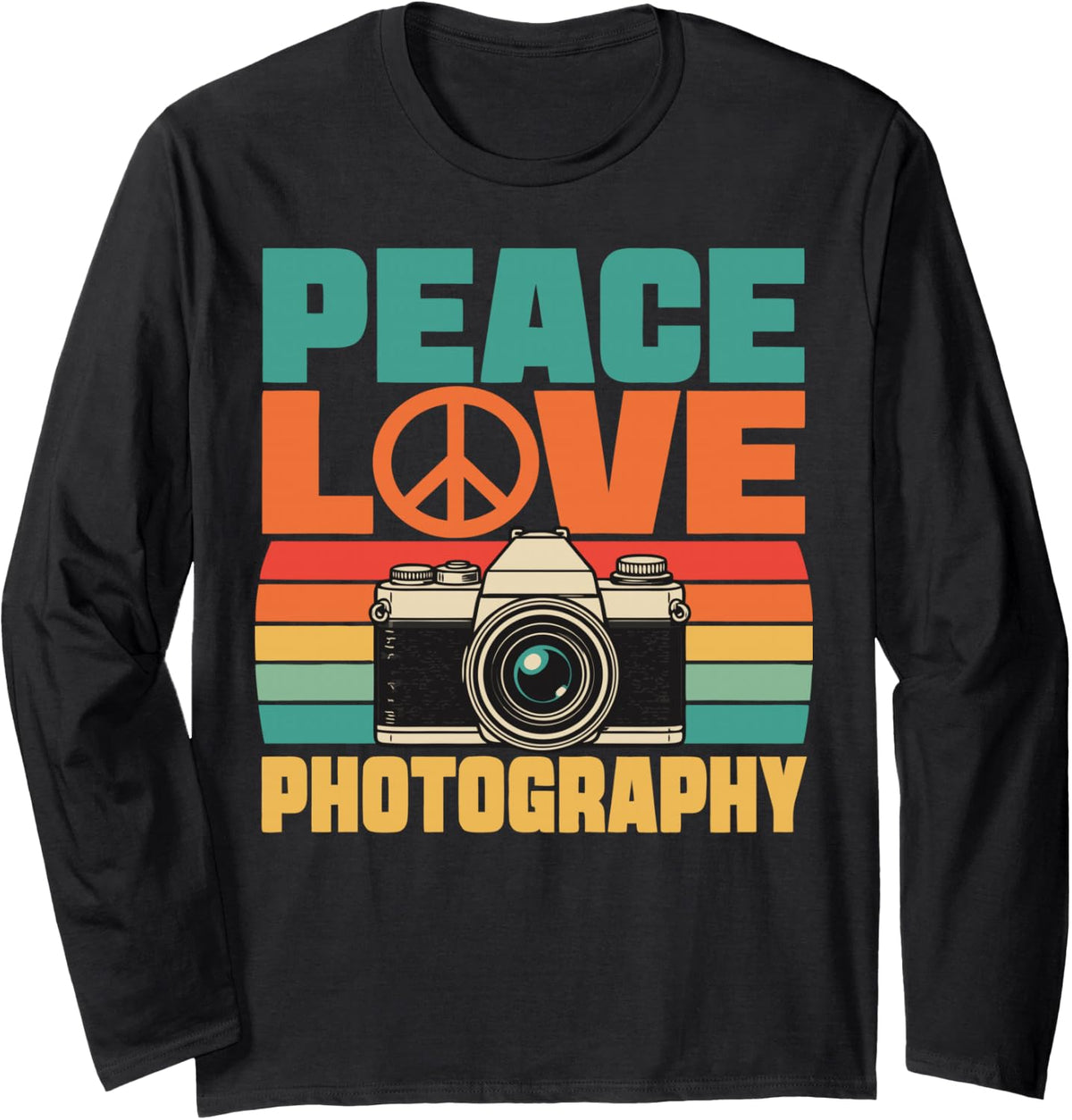 Vintage Photography Camera Photographer Long Sleeve T-Shirt - Adult Unisex Black