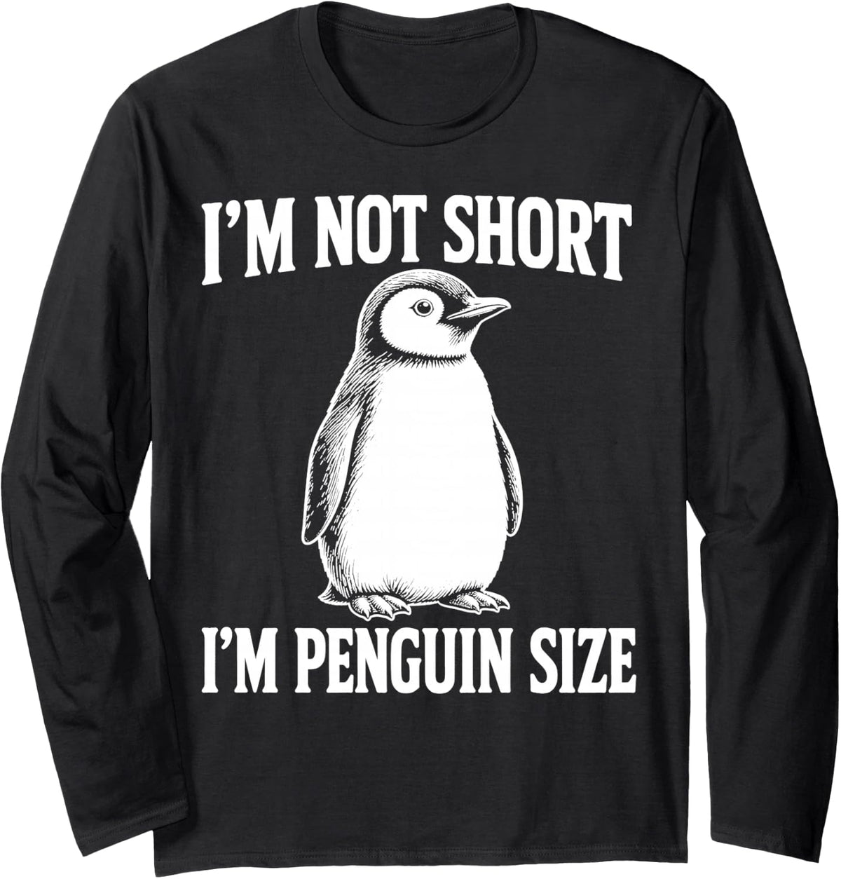 Funny Penguin Short Kids Penguins Long Sleeve T-Shirt - Adult Unisex Black