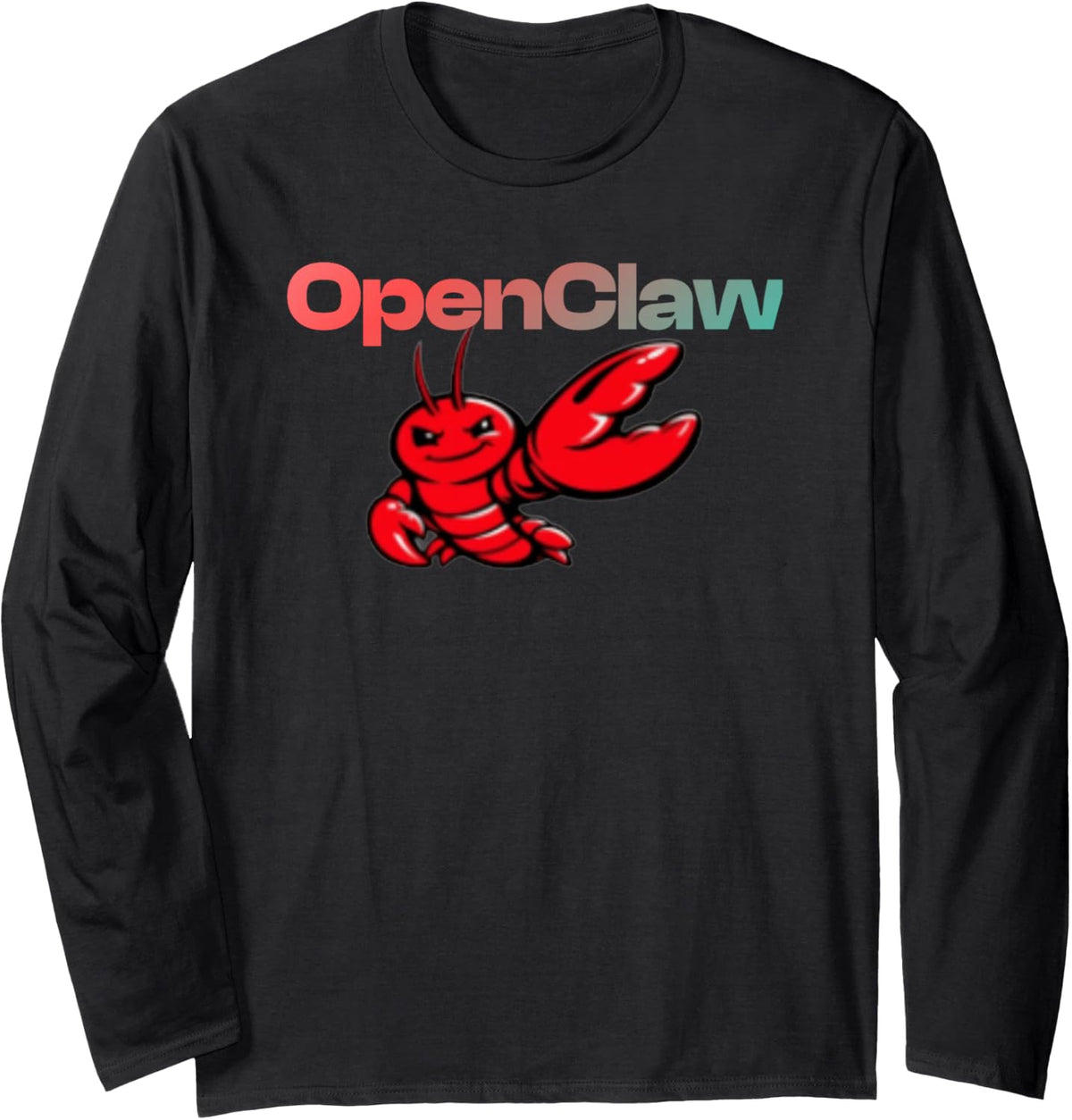 OpenClaw Open Claw Lobster AI Long Sleeve T-Shirt - Adult Unisex Black