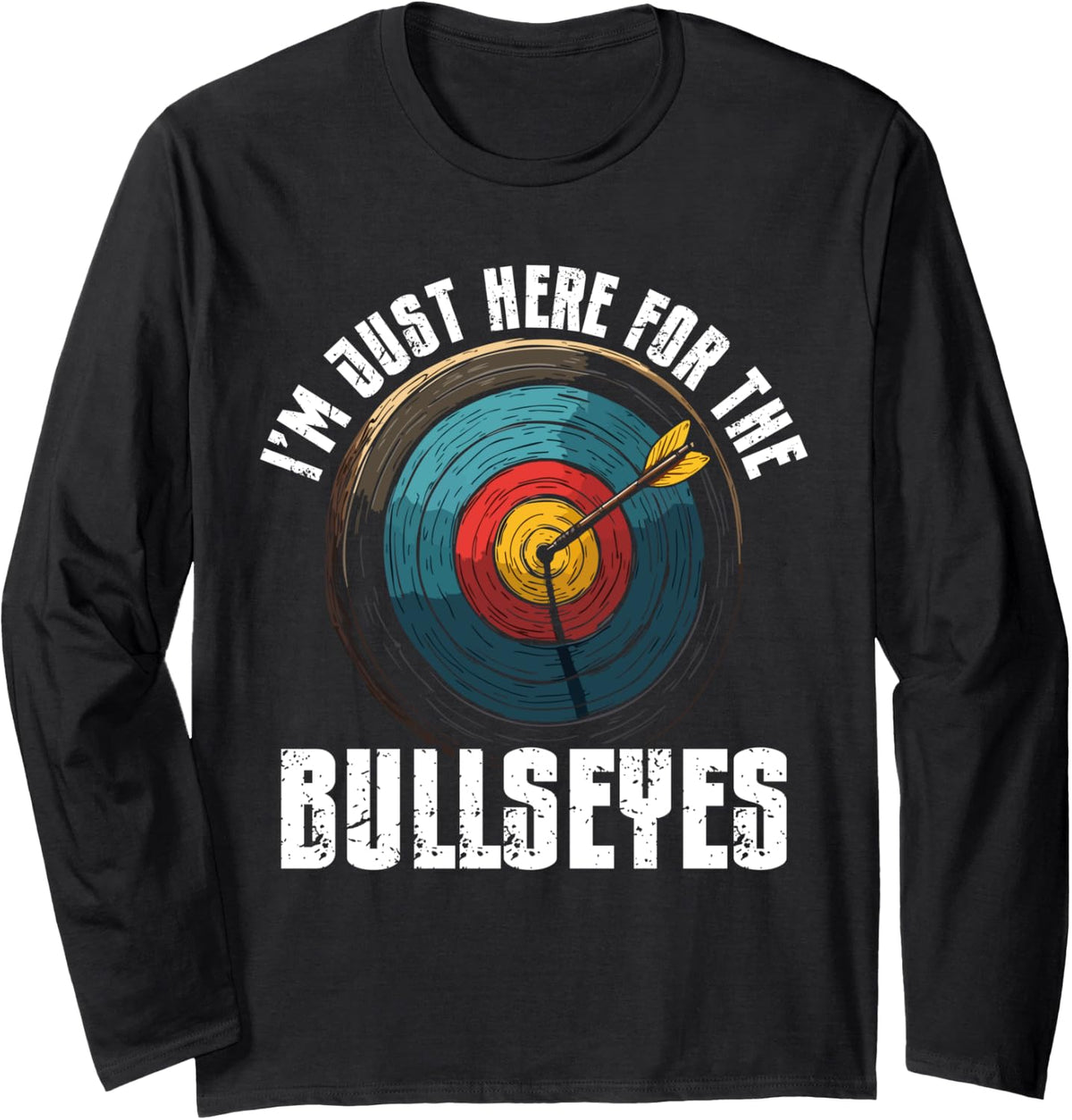Archery Arrow in Bullseye for Archer Long Sleeve T-Shirt - Adult Unisex Black