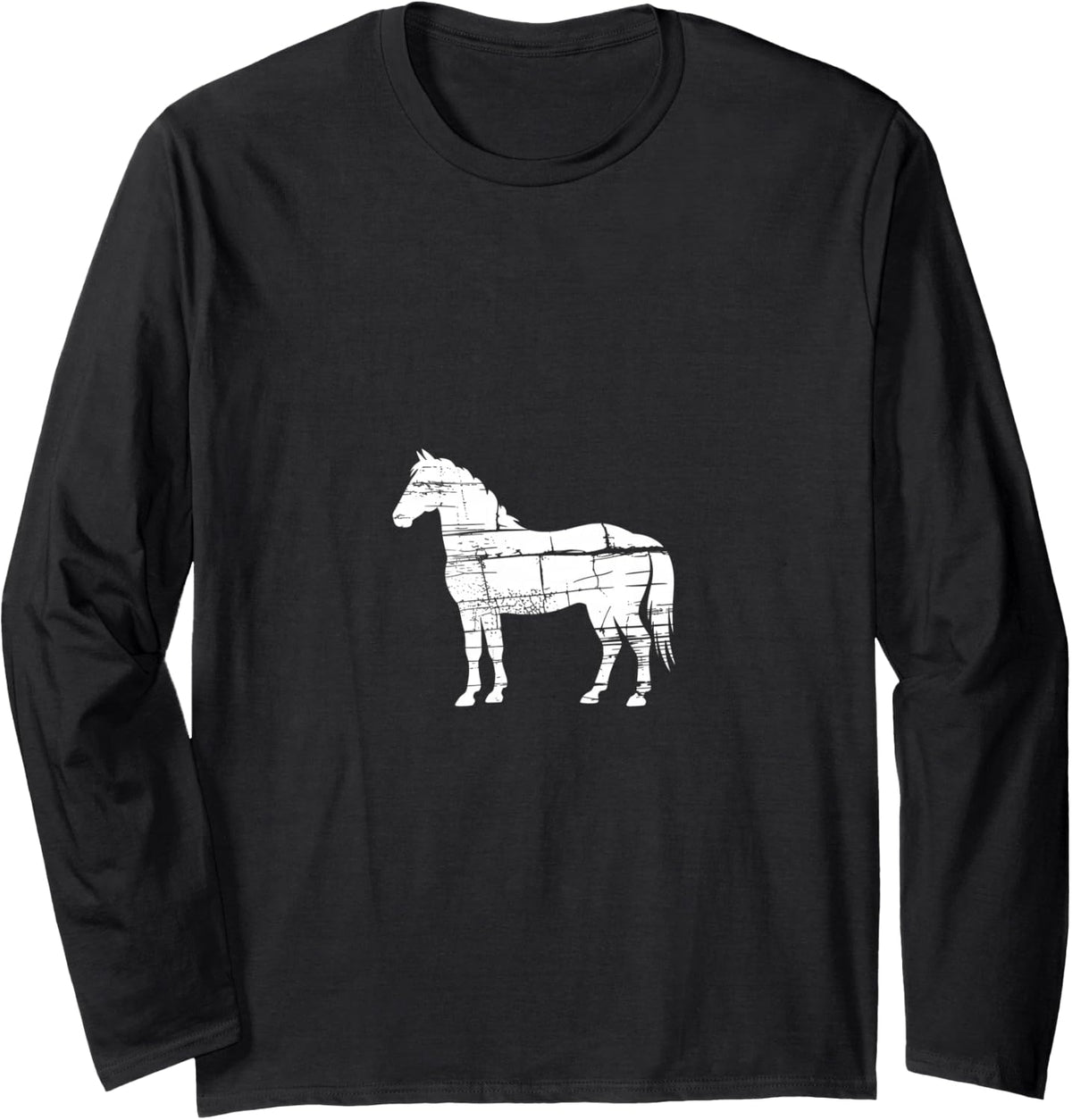 Horse Silhouette Vintage Long Sleeve T-Shirt - Adult Unisex Black