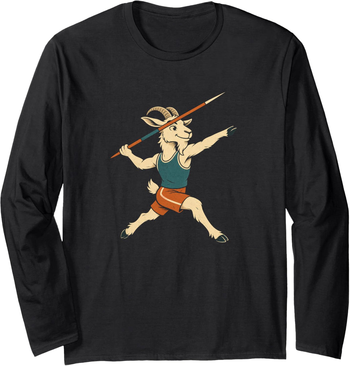 Javelin Throw Goat Field Athlete Thrower Men Women Long Sleeve T-Shirt - Adult Unisex Black