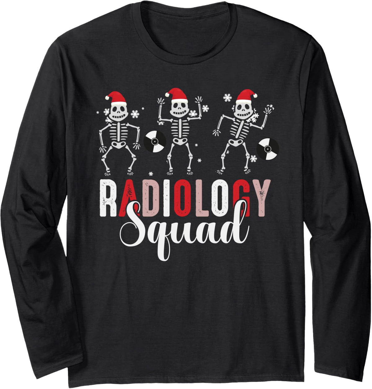 Radiology Squad Medical Crew Christmas 2026 XRay Tech Pajama Long Sleeve T-Shirt - Adult Unisex Black