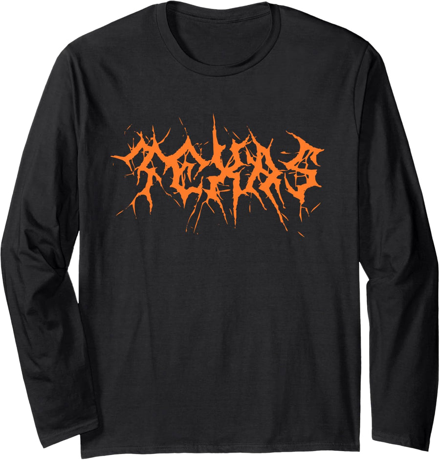 Texas Baseball But in Death Metal Font Long Sleeve T-Shirt - Adult Unisex Black