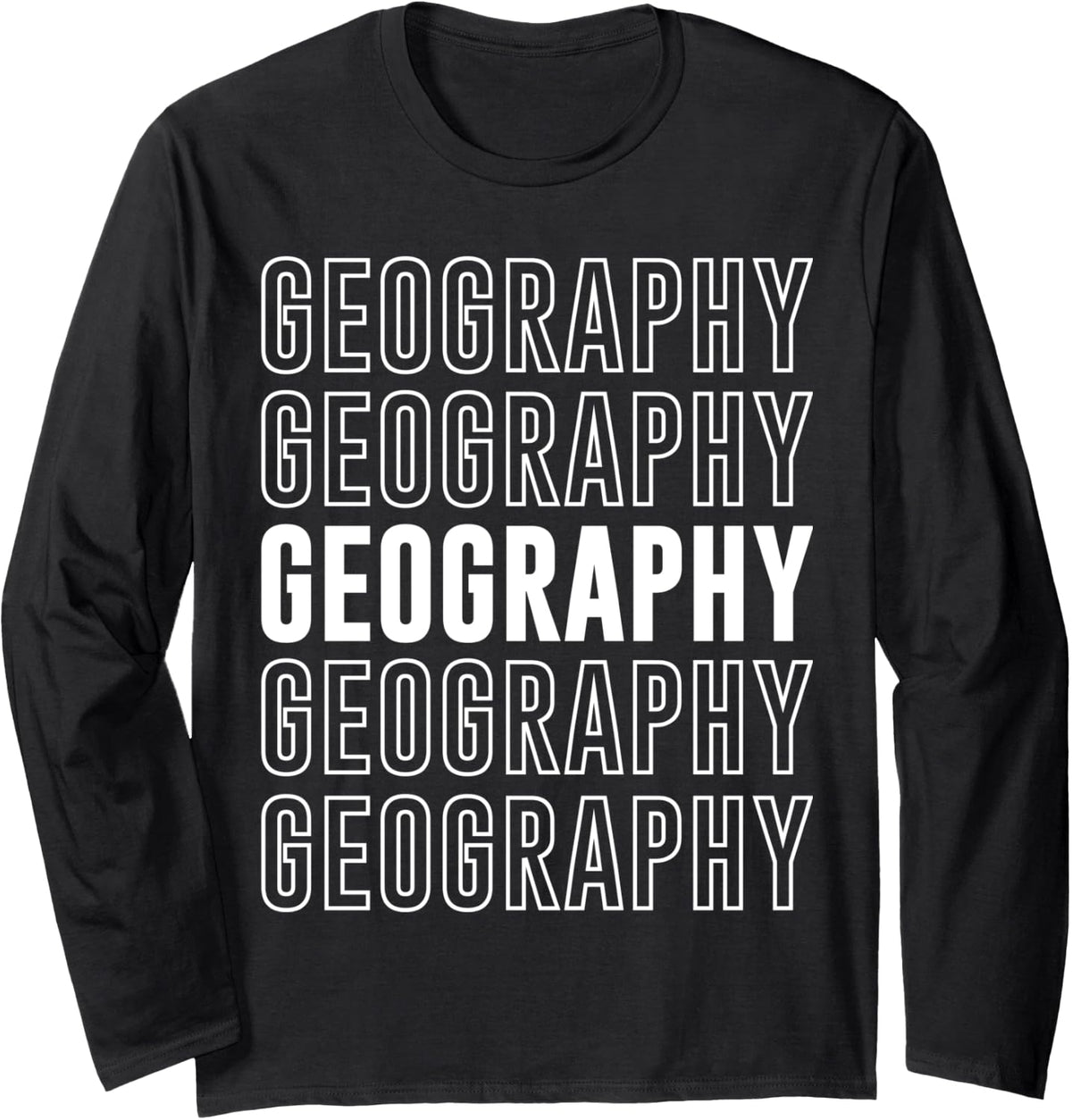 Geography Long Sleeve T-Shirt - Adult Unisex Black