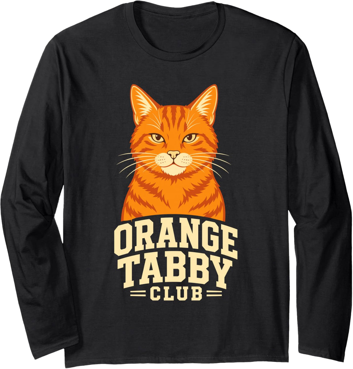 Orange Tabby Club Cat Owner Long Sleeve T-Shirt - Adult Unisex Black