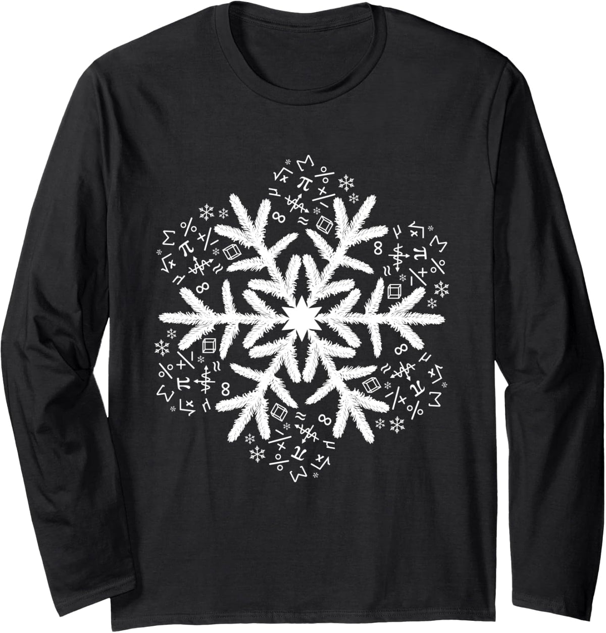 Mathematics Snowflake Christmas Math Long Sleeve T-Shirt - Adult Unisex Black