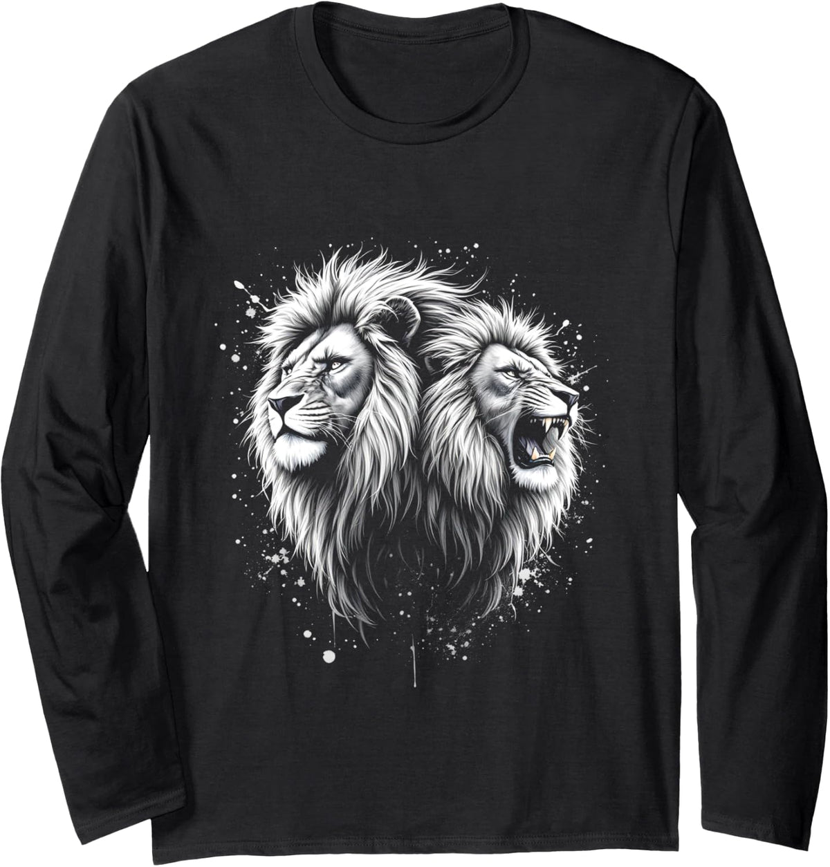 Lion Long Sleeve T-Shirt - Adult Unisex Black
