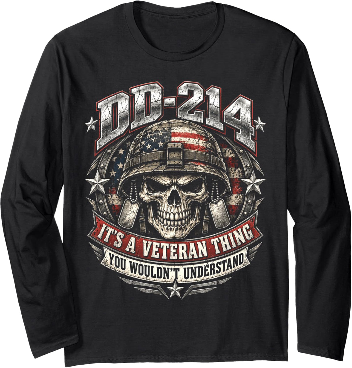 DD-214 It's A Veteran Thing You Wouldn't Understand Long Sleeve T-Shirt - Adult Unisex Black