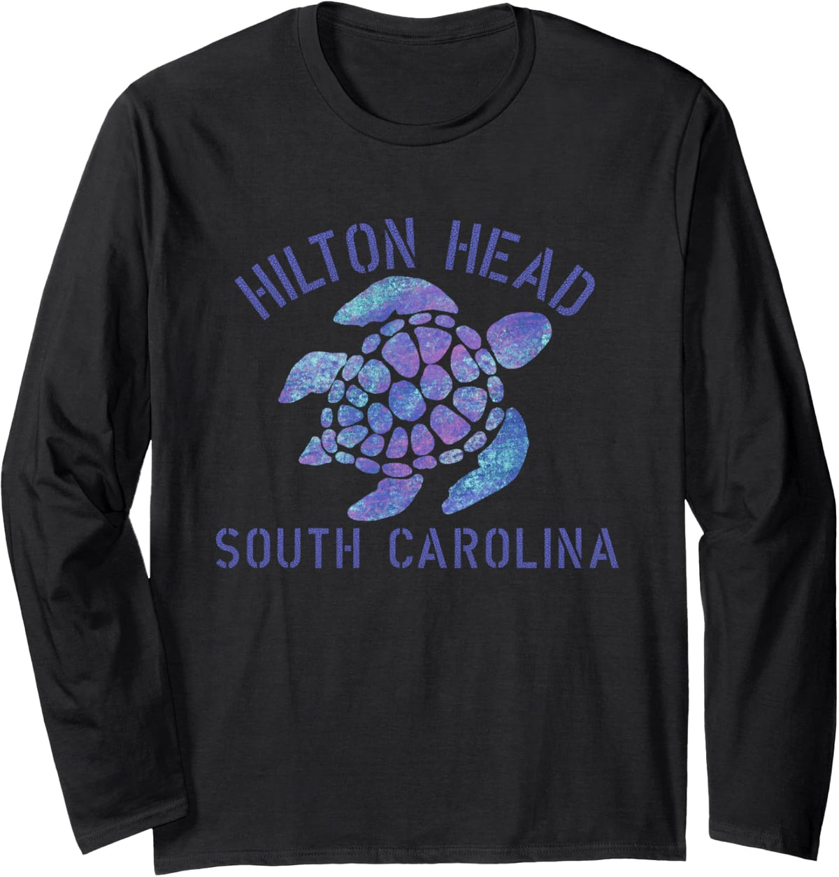 Hilton Head, SC Beach Design / Tribal Turtle Gift Long Sleeve T-Shirt - Adult Unisex Black