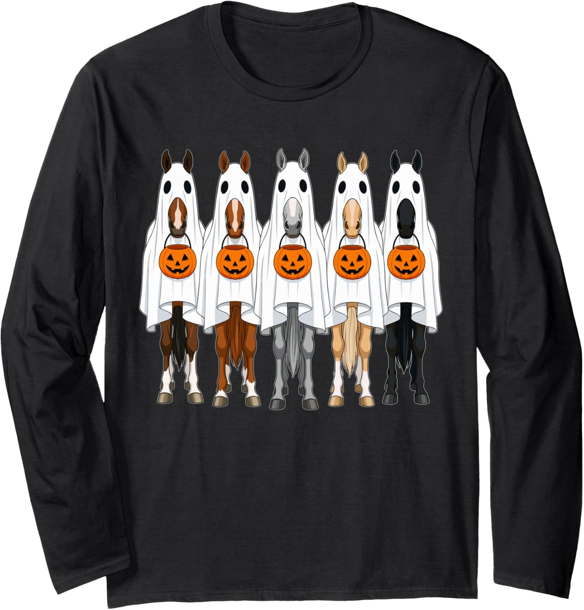Halloween Horse Riding Equestrian Costume Kids Women Men Long Sleeve T-Shirt - Adult Unisex Black
