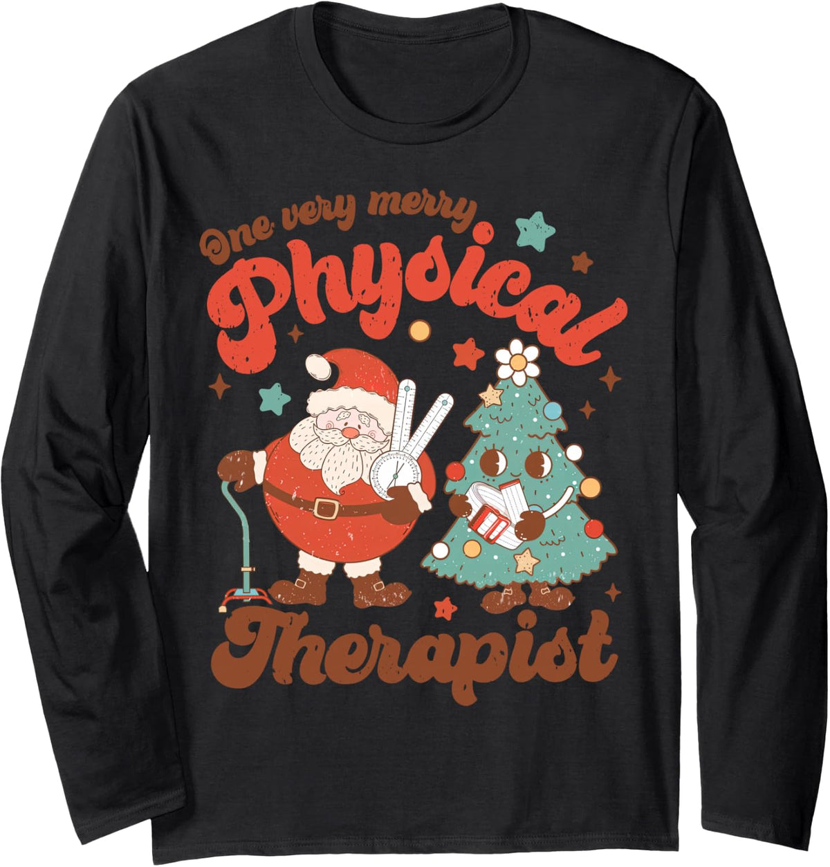 One Very Merry Physical Therapist PT Therapy Santa Christmas Long Sleeve T-Shirt - Adult Unisex Black