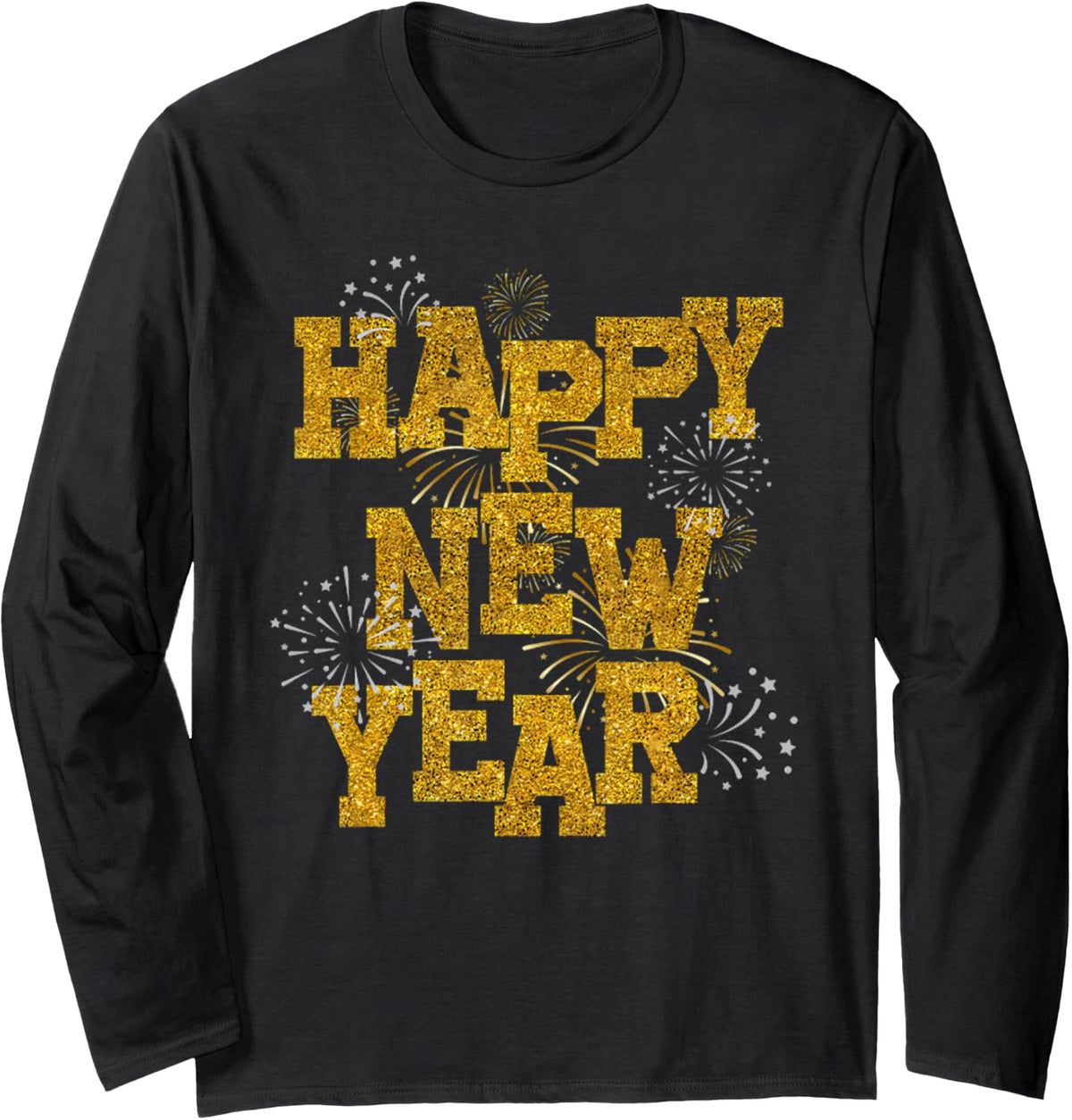 Happy New Year Confetti Fireworks New Year's Eve Party Long Sleeve T-Shirt - Adult Unisex Black