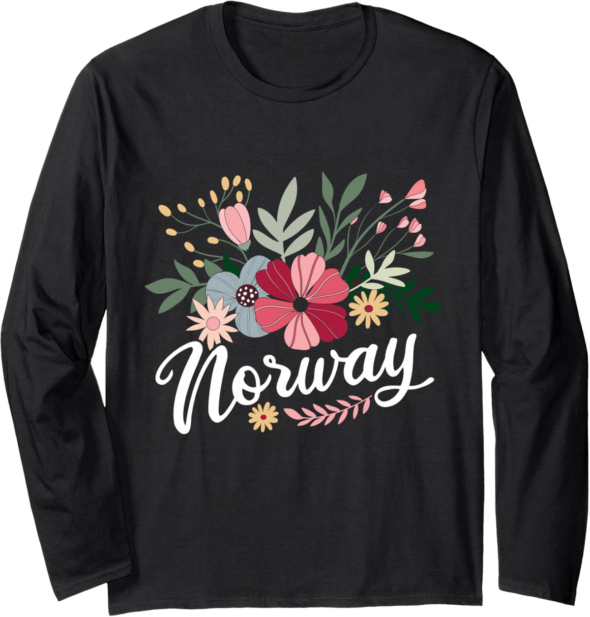 Scandinavian Country Norway Mountains Gift Norway Long Sleeve T-Shirt - Adult Unisex Black