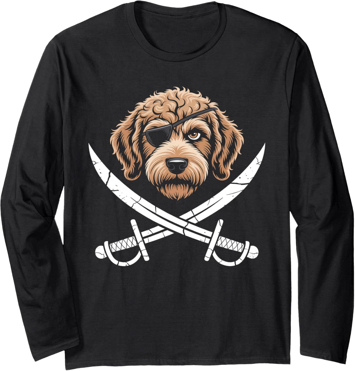 Dog Decor Goldendoodle Pirate Goldendoodle Dog Goldendoodle Long Sleeve T-Shirt - Adult Unisex Black