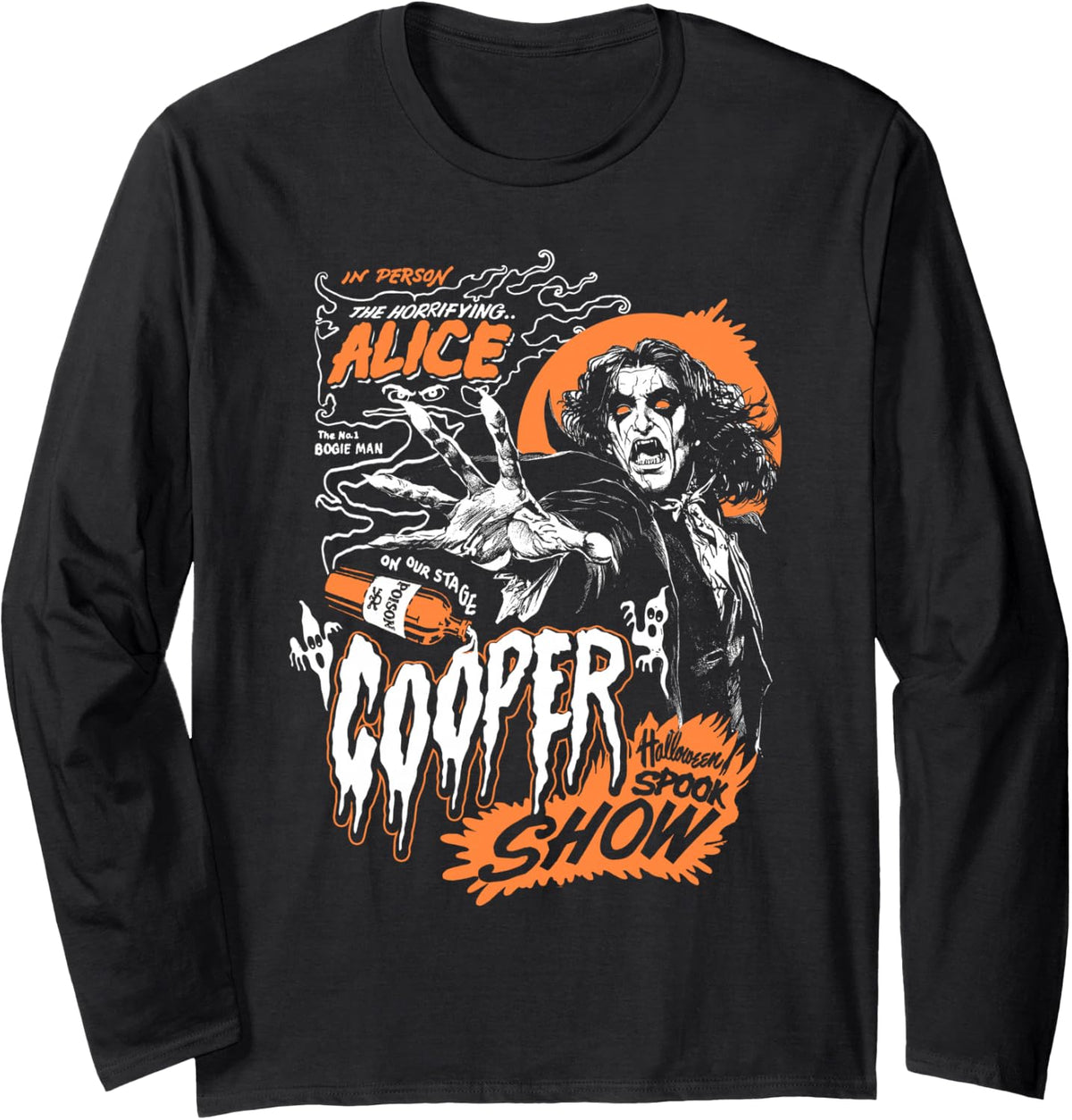Alice Cooper Boogie Man Long Sleeve T-Shirt - Adult Unisex Black