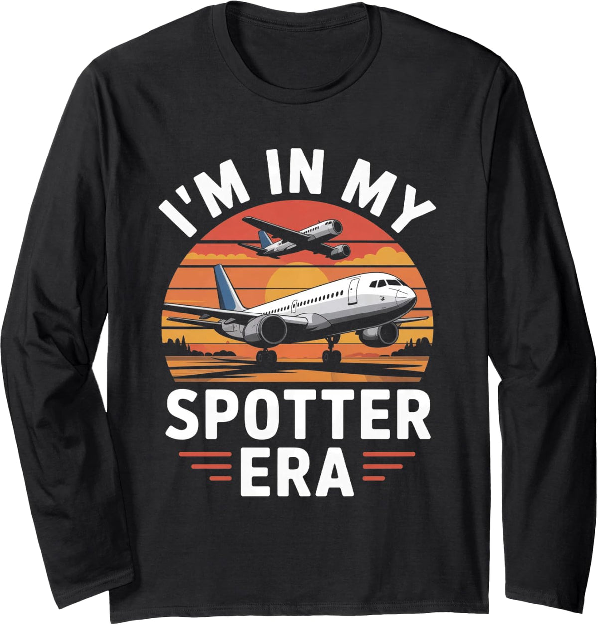 IM in My Spotter Era Retro Aeroplane Watching Lover Long Sleeve T-Shirt - Adult Unisex Black