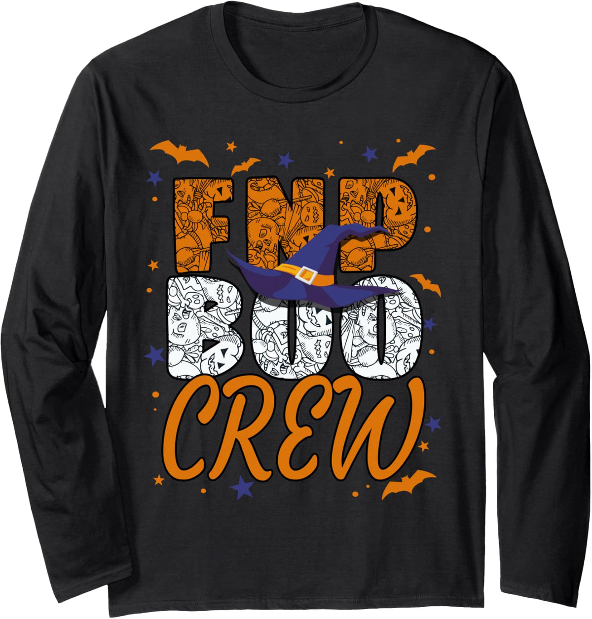FNP Boo Crew Halloween Family Nurse Practitioner Matching Long Sleeve T-Shirt - Adult Unisex Black