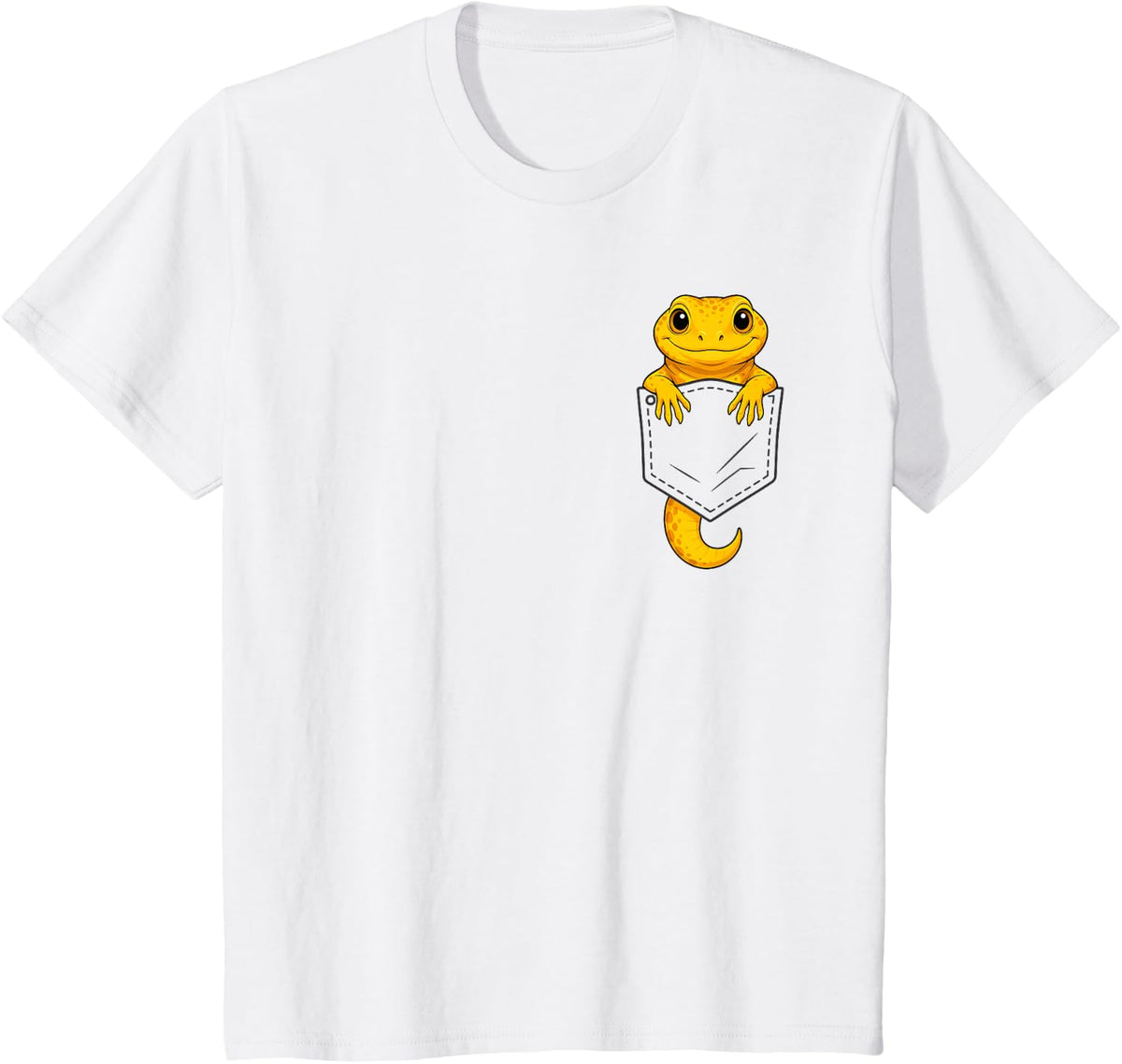 Funny Lizard Peeking in Pocket Leopard Gecko Tee Shirt Animal Lover Gift T-Shirt - White