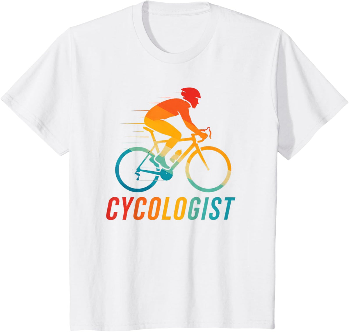 Cycling Road Bike Colorful Cyclist T-Shirt - White