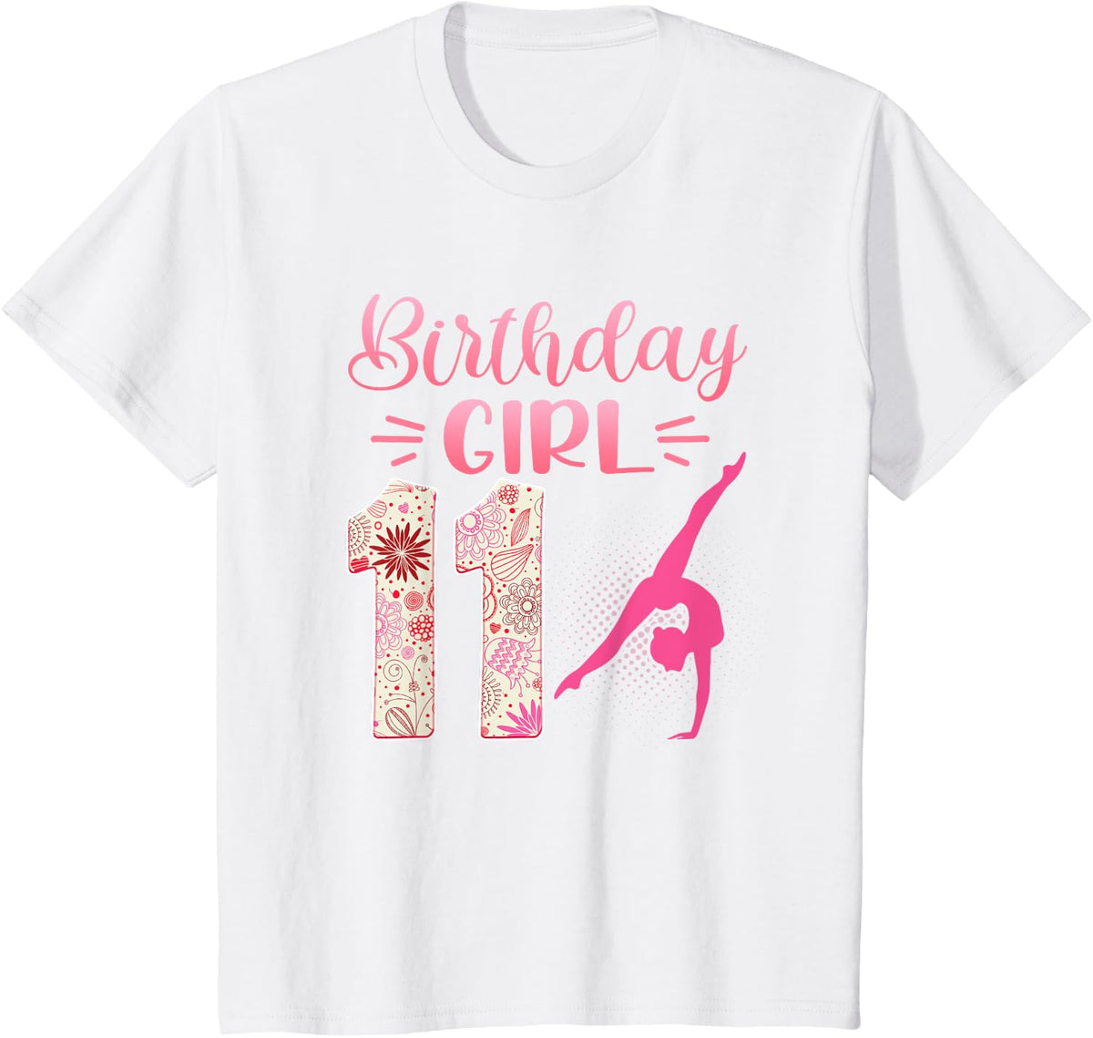11th Birthday Girl Gymnastics Rainbow Gymnast 11 Years Old T-Shirt - White