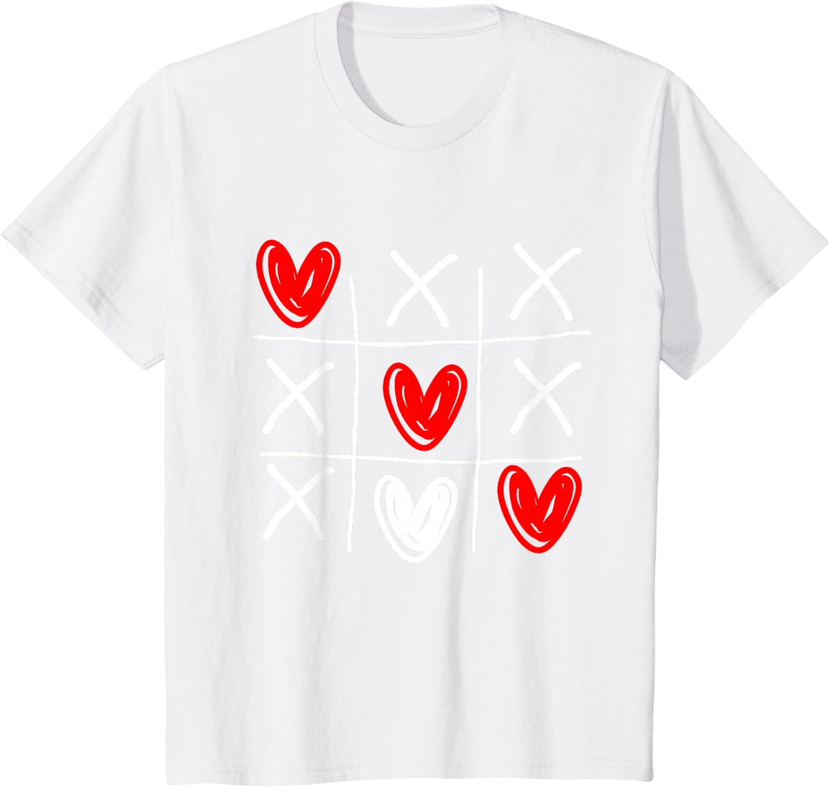 Tic Tac Toe Valentine's Day Love Heart In Love Couple Gift T-Shirt - White