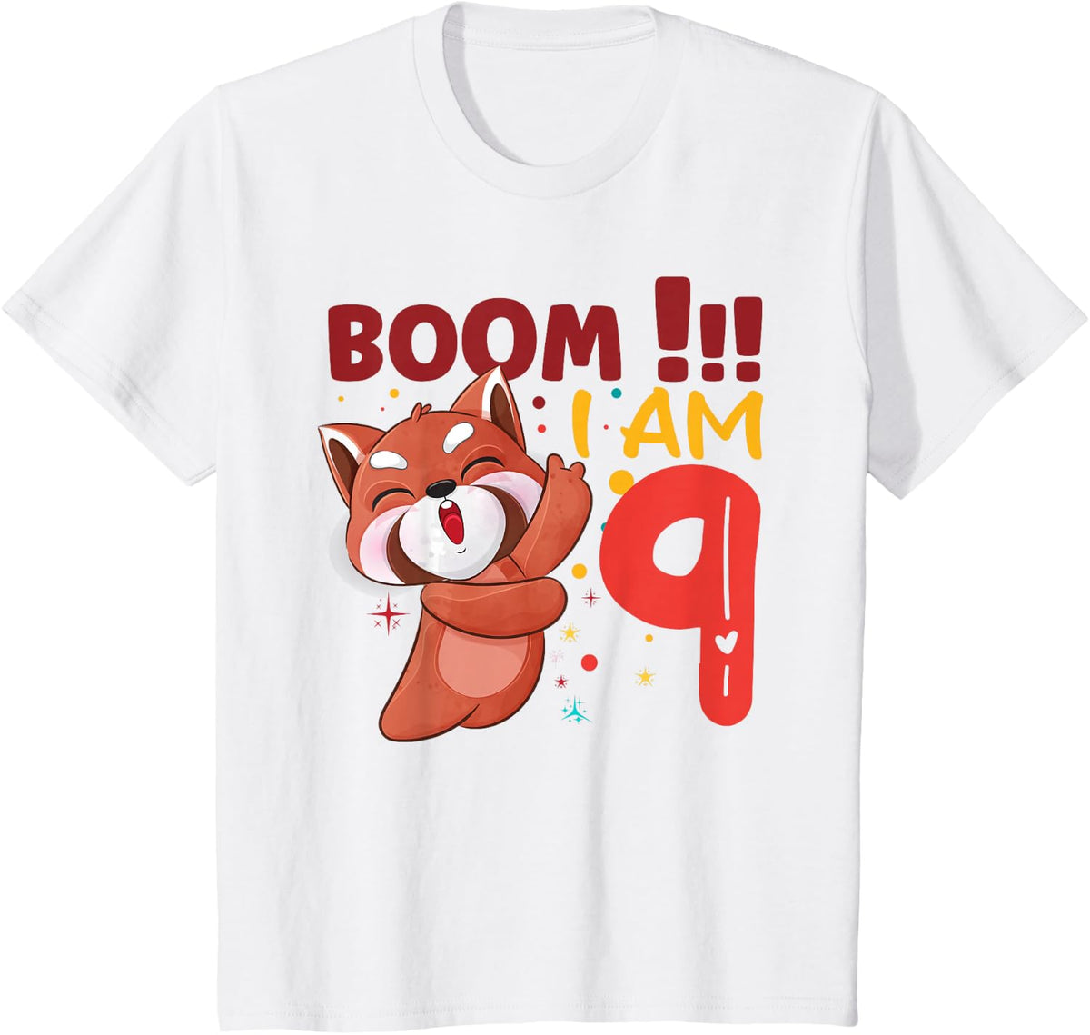 Kids Dabbing Birthday Boy Red Panda 9th Birthday 9 Years Old T-Shirt - White