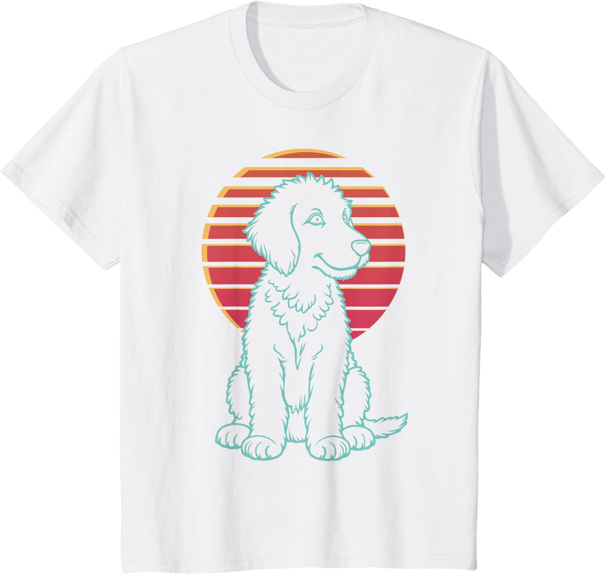 Aussiedoodle Lover Dog Owner Retro Synthwave 80s T-Shirt - White