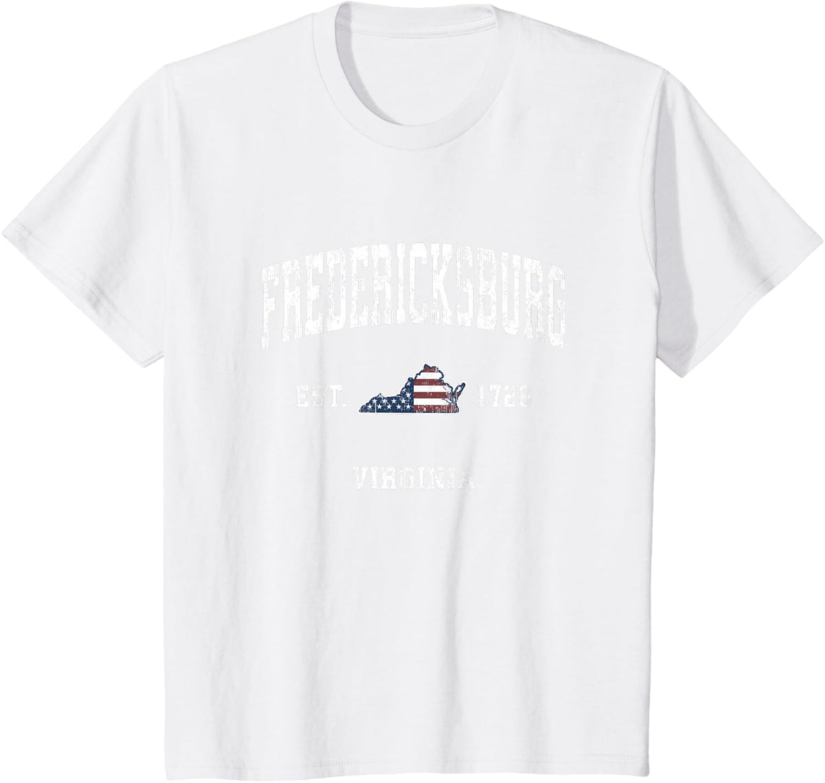 Fredericksburg Virginia VA Vintage American Flag Design T-Shirt - White