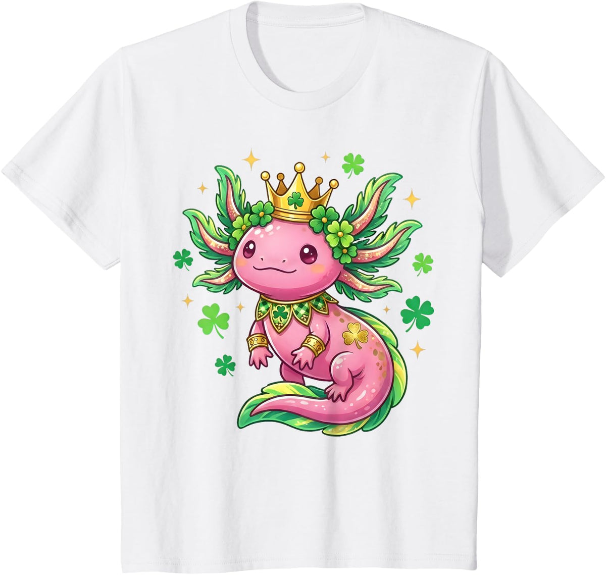Cute Kawaii Axolotl Shamrock St Patricks Day Toddler T-Shirt - White