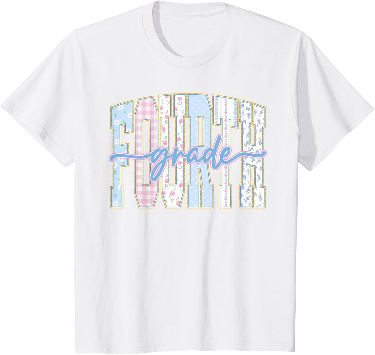 Preppy Fourth Grade Teacher 4th Grade Back to School Girls T-Shirt - White