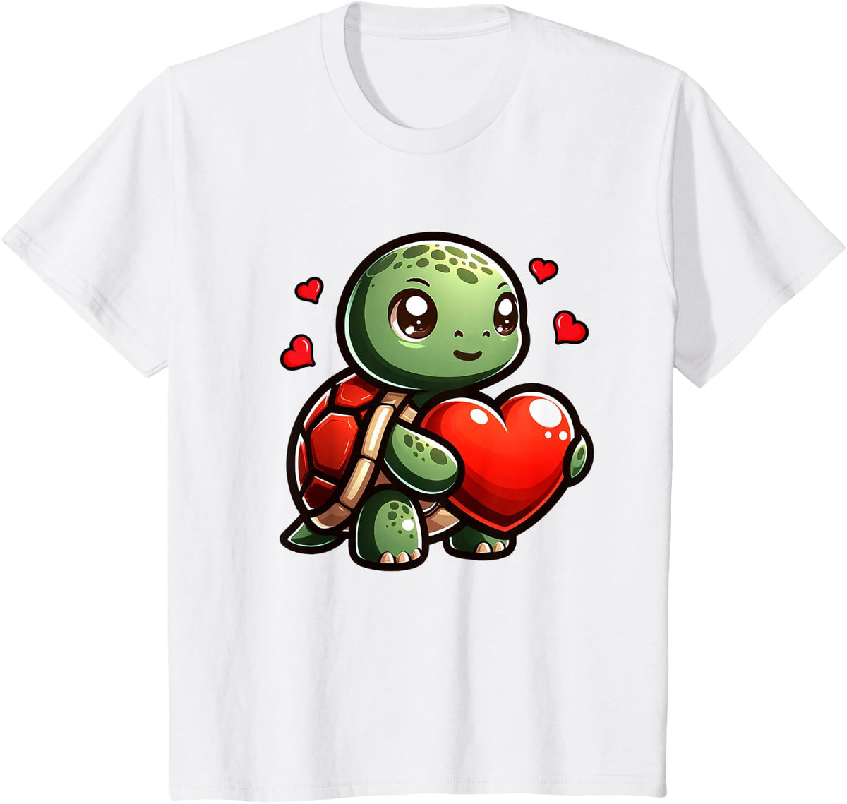 Cute Turtle Funny Heart Lover Valentines Men Women Kids T-Shirt - White