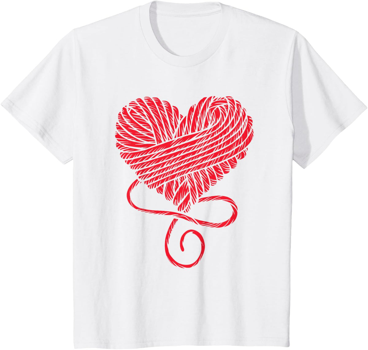 Yarn Crochet Knitting Lover Red Wool Heart Funny Graphic T-Shirt - White