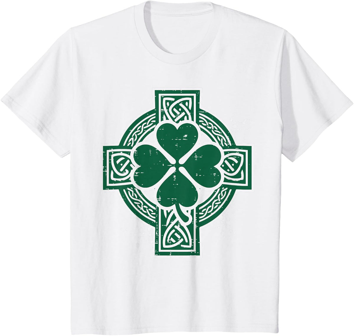 St Patricks Day Celtic Knot Clover Cross Irish Men Women Kid T-Shirt - White