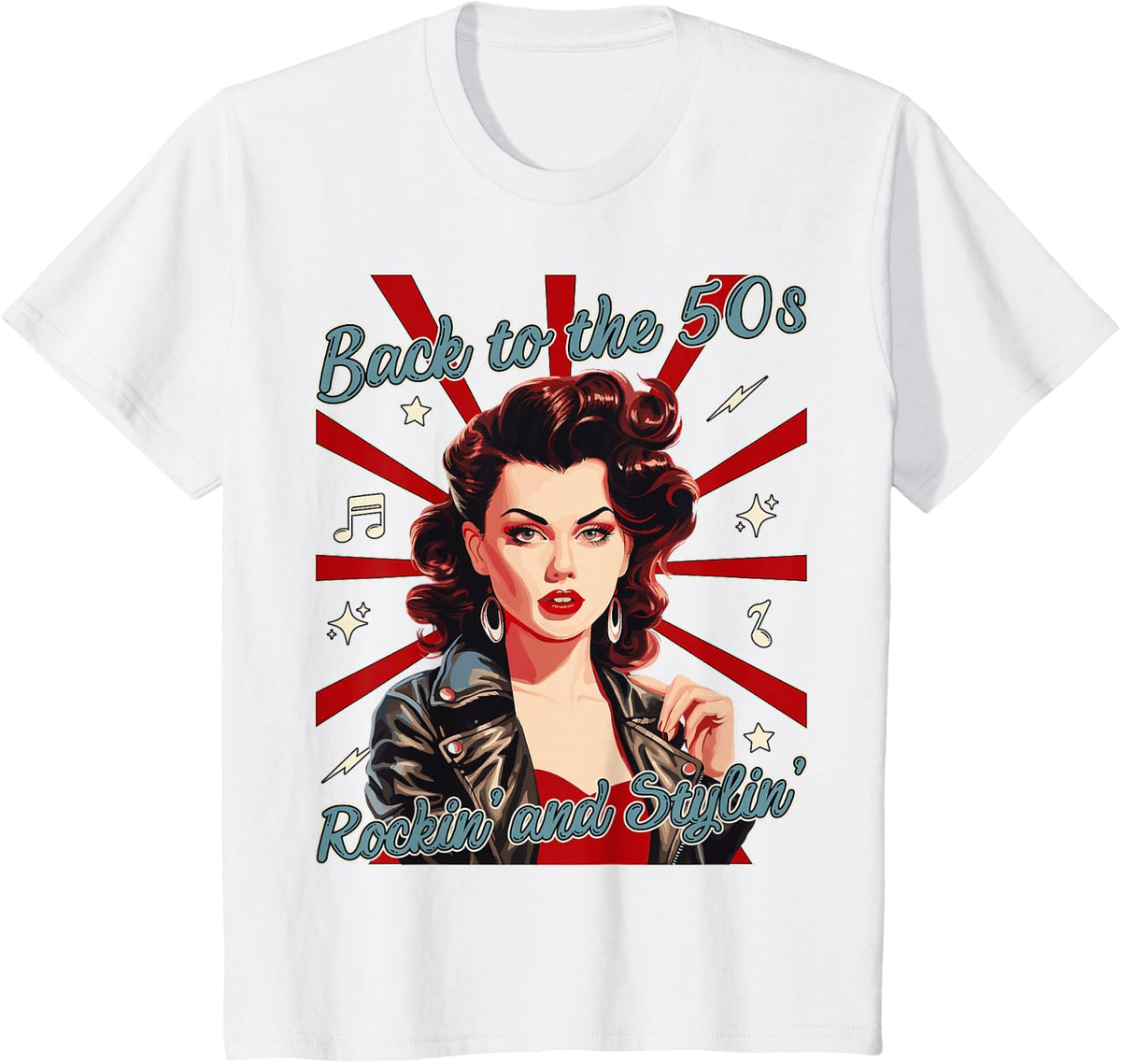 50s Rockabilly Woman 1950s Sock Hop Swing Greaser Rocker T-Shirt - White
