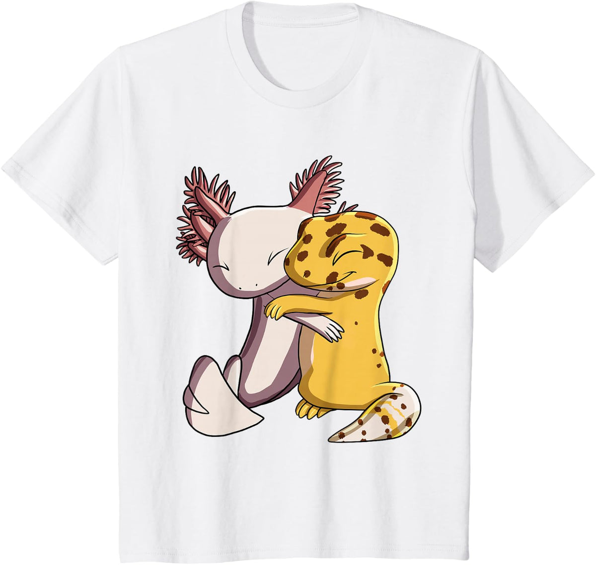 Leopard Gecko Hugging Axolotl T-Shirt - White