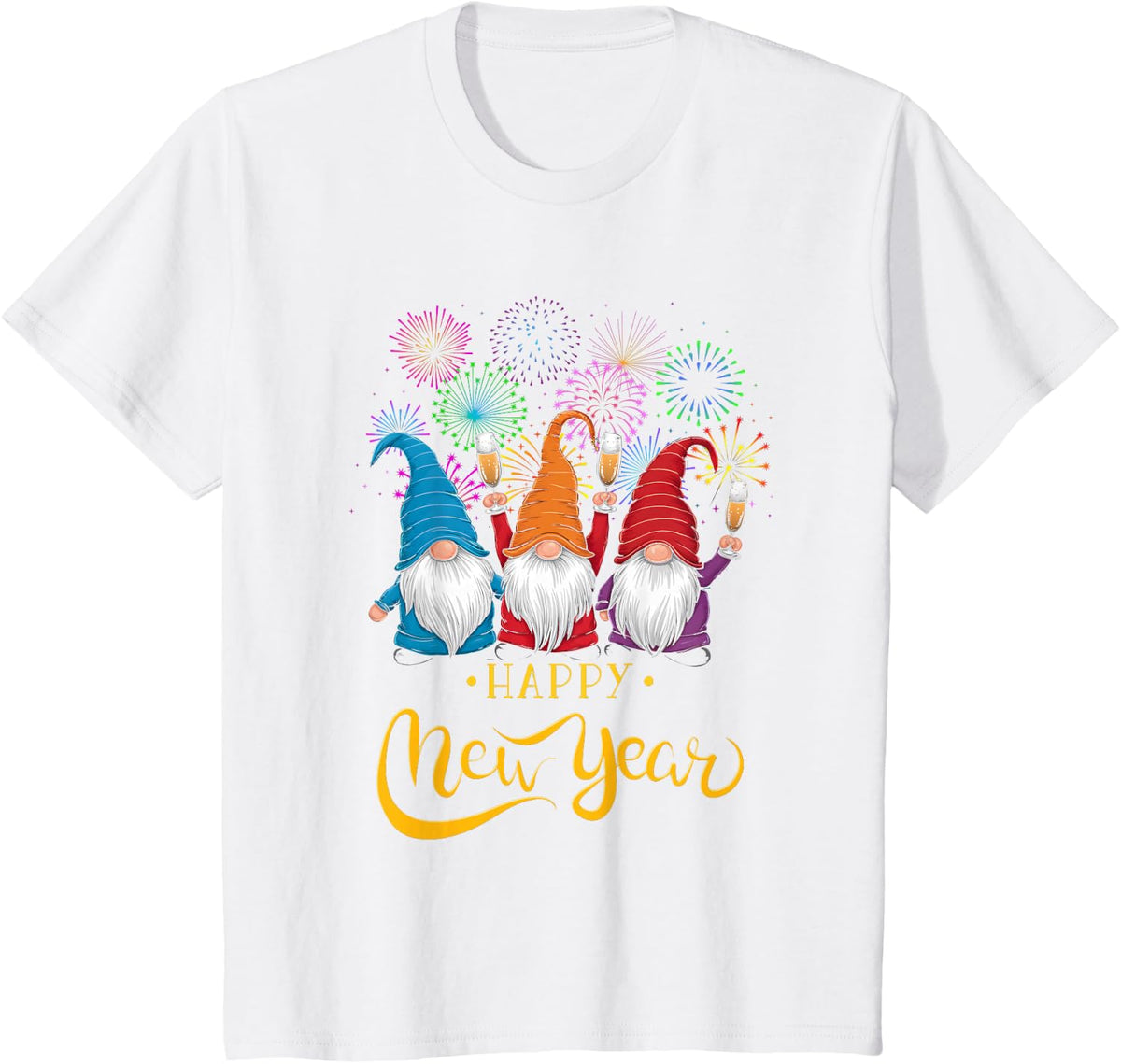 Happy New Year 2025 Gnomes Family Party New Years Eve T-Shirt - White