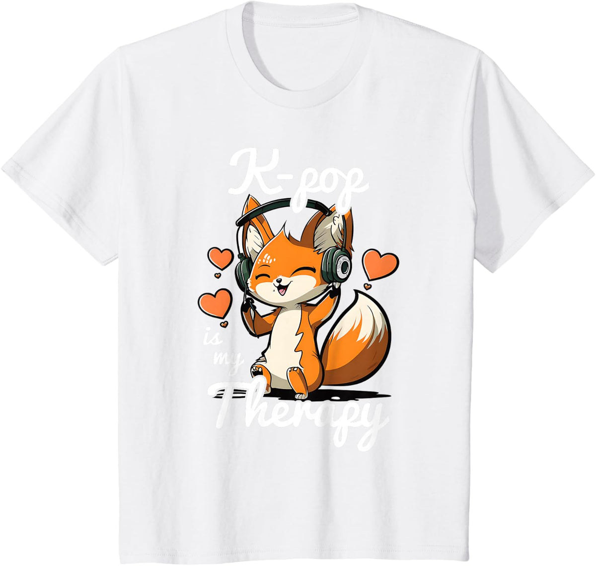Kpop is My Therapy Fox Korean Pop Merch K-pop Merchandise T-Shirt - White